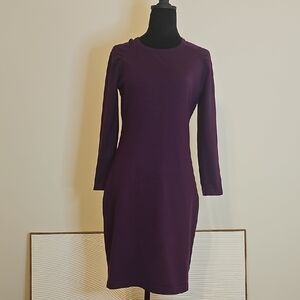 Calvin Klein Deep Purple Puff Sleeve Sweater Dress